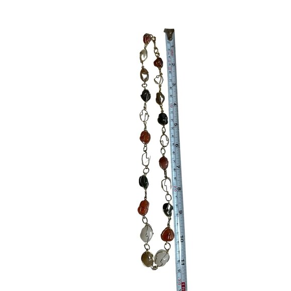 Vtg Wire Caged Gemstone Gold Tone Necklace Multi-Color 23" Boho Granny core - Picture 5 of 5